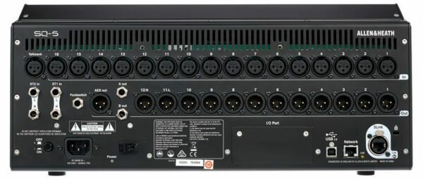 SQ 5 5 ALLEN & HEATH SQ-5 (5) SQ 5 SQ-5: Mezclador digital compacto de 48 canales con 96 entradas, efectos internos y ecualizador paramétrico. Potente y versátil para aplicaciones de sonido en vivo de gran tamaño.
