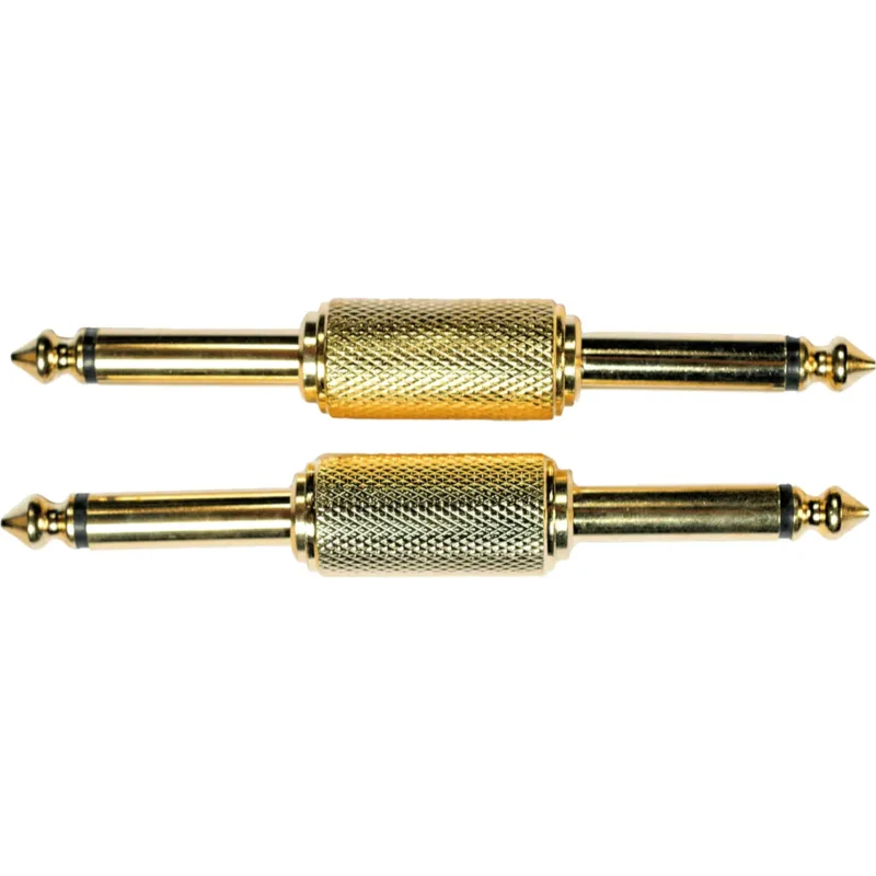 14-jack-to-14-jack-adapter-set-of-2-yellow-cables-ecoad02-b-2 Clavija Adaptadora de 1/4" macho construído en metal. JACK / JACK Imagen 1
