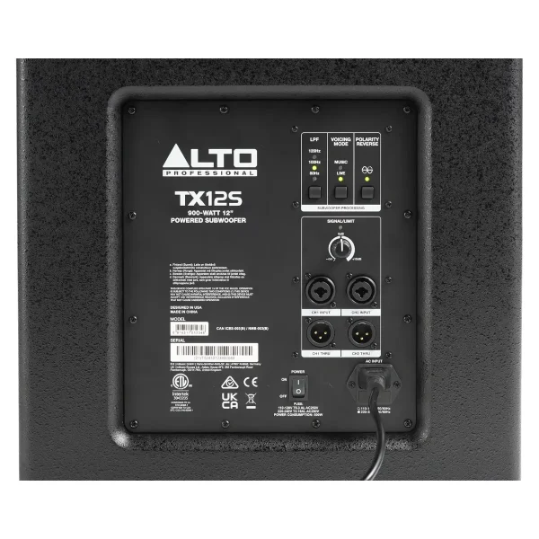 Alto Professional TX12S – Subwoofer autoamplificado DSP de 12 pulgadas y 900W - Imagen 4