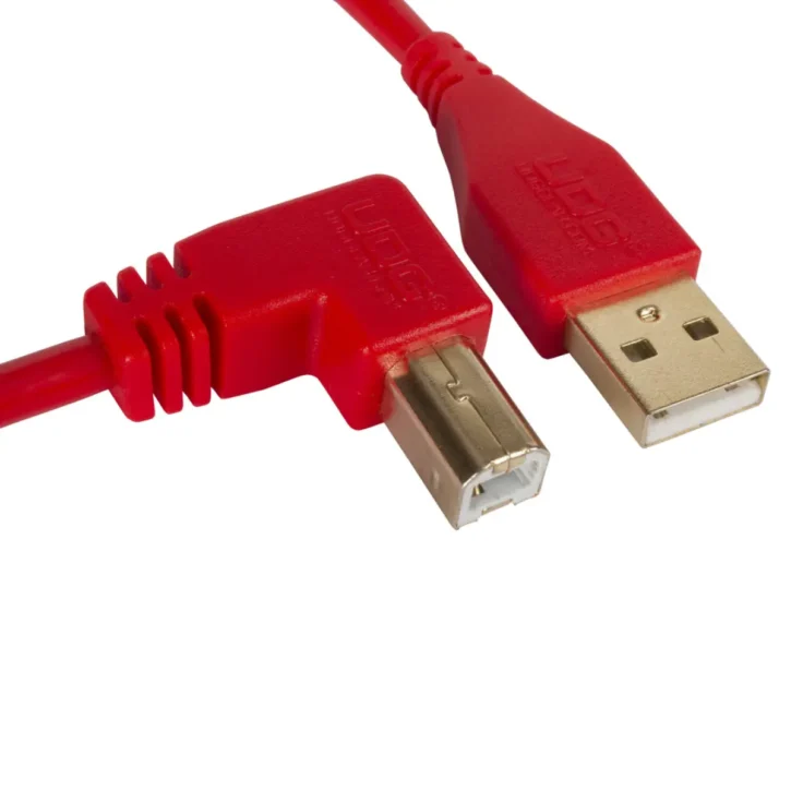 UDG U95004Rd Usb 2.0 A-B Rojo Acodado 1M - Imagen 1
