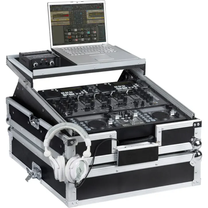 Flight Case Rack DJ 19 / 10U Plata (Soporte Ordenador) - Imagen 1