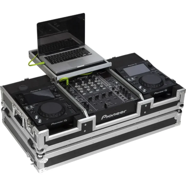 Flight Case Pioneer XDJ-700 ó CDJ-350/ DJM-750MK2 Plata ( Soporte Ordenador y Ruedas) - Imagen 1