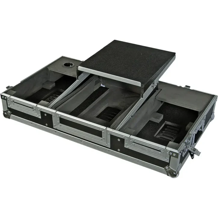 Flight Case Pioneer XDJ-700 ó CDJ-350/ DJM-750MK2 Plata ( Soporte Ordenador y Ruedas) - Imagen 5