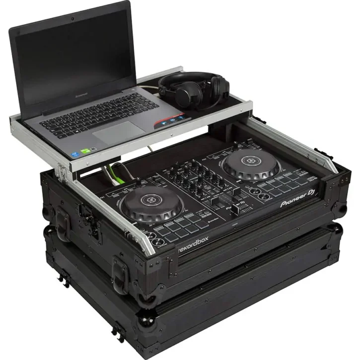 Flight Case Pioneer DDJ-FLX4/ DDJ-400 Negra (Sopt Ordenador Trolley y Ruedas) - Imagen 7