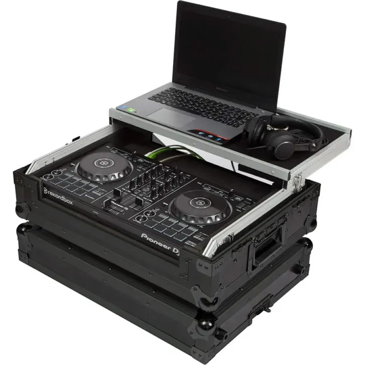 Flight Case Pioneer DDJ-FLX4/ DDJ-400 Negra (Sopt Ordenador Trolley y Ruedas) - Imagen 8