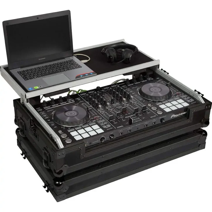 Flight Case Pioneer DDJ-800/ DDJ-SX3 Negra (Soporte Ordenador Trolley y Ruedas) - Imagen 7