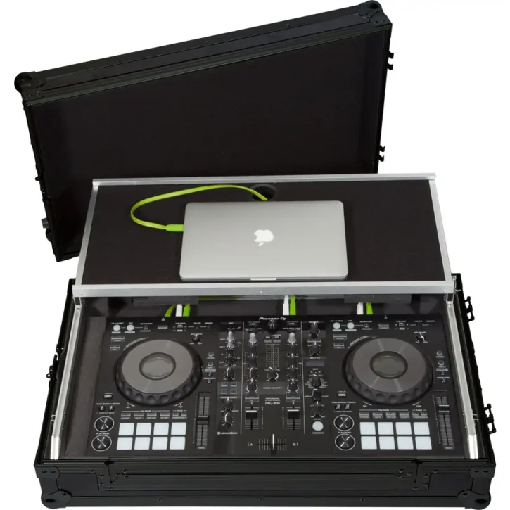 Flight Case Pioneer DDJ-800/ DDJ-SX3 Negra (Soporte Ordenador Trolley y Ruedas) - Imagen 1