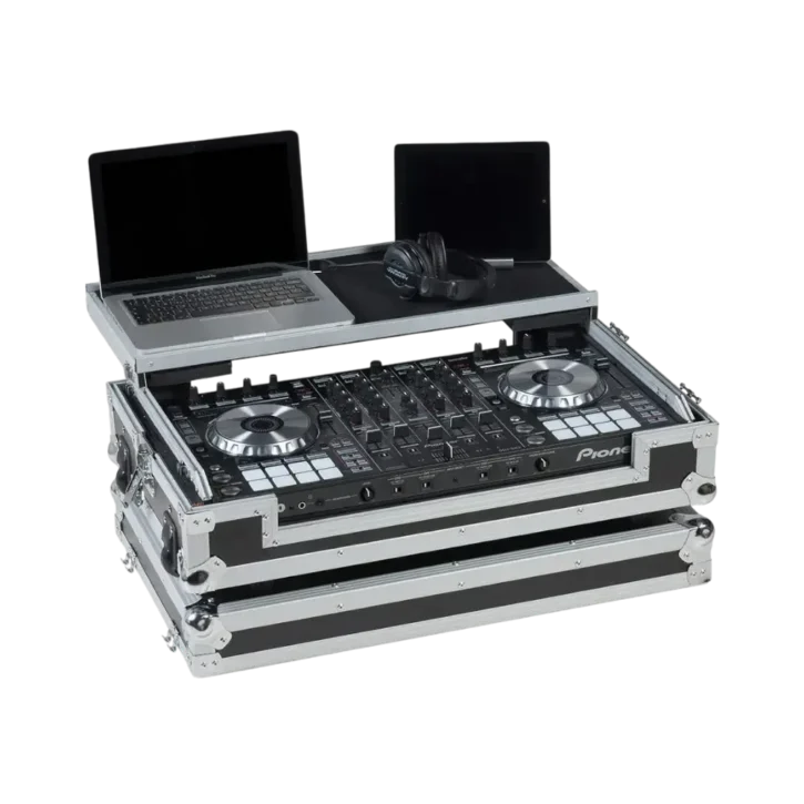 Flight Case Pioneer DDJ-800/ DDJ-SX3 Plata (Soporte Ordenador Trolley y Ruedas) - Imagen 1