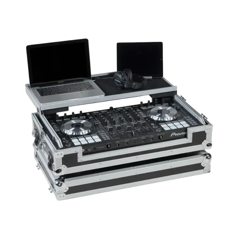 walkasse-maleta-flight-case-wmcpro8_01 Flight Case Pioneer DDJ800/ DDJSX3 Plata (Soporte Ordenador Trolley y Ruedas) Imagen 1