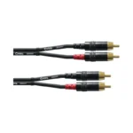Cable RCA doble 1,5m negro, 2xRCA-2xRCA REAN metal