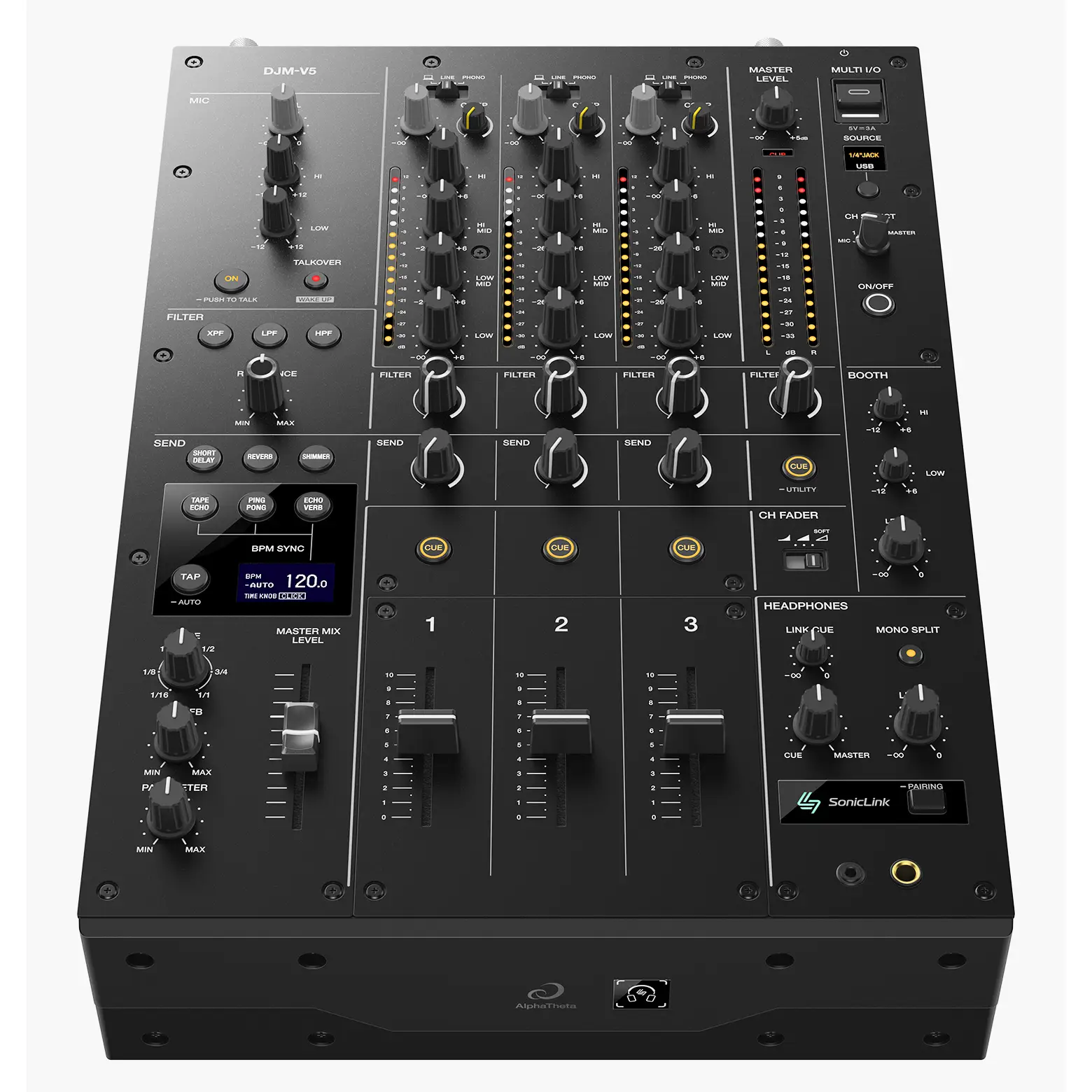 AlphaTheta DJMV5 Mesa de mezclas DJ de 3 canales