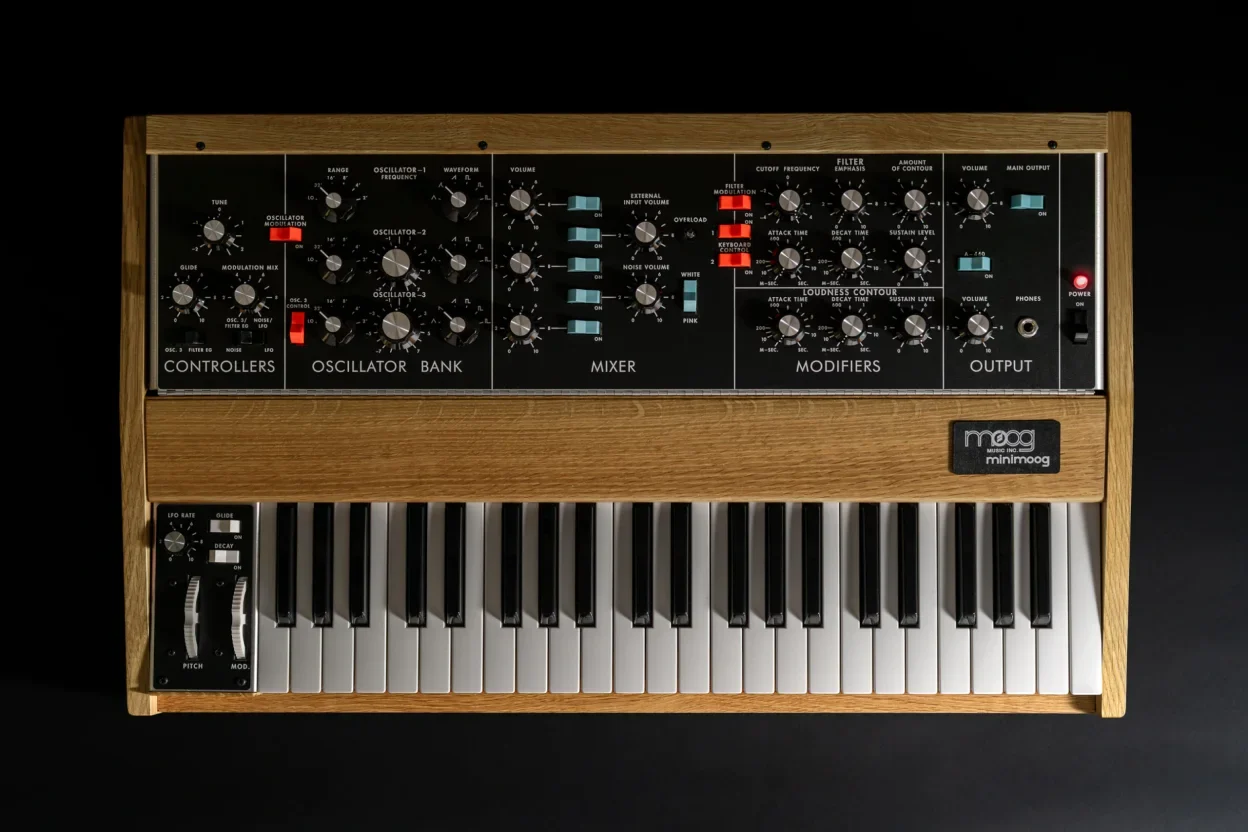 Sintetizador Moog Minimoog, icono de la síntesis analógica fabricado por la compañía adquirida por inMusic en 2023