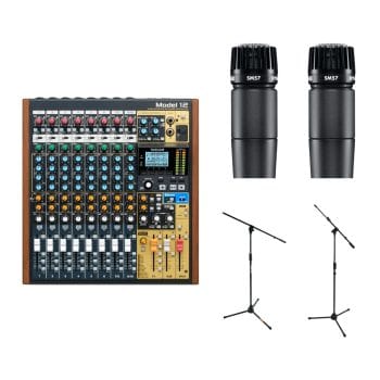 Pack Podcast Tascam — Model 12 + 2× SM57 + 2 jirafas