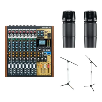 Pack Podcast Tascam — Model 12 + 2× SM57 + 2 jirafas