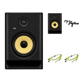 Pack Monitores KRK RP7 — pareja + soportes mesa + cables