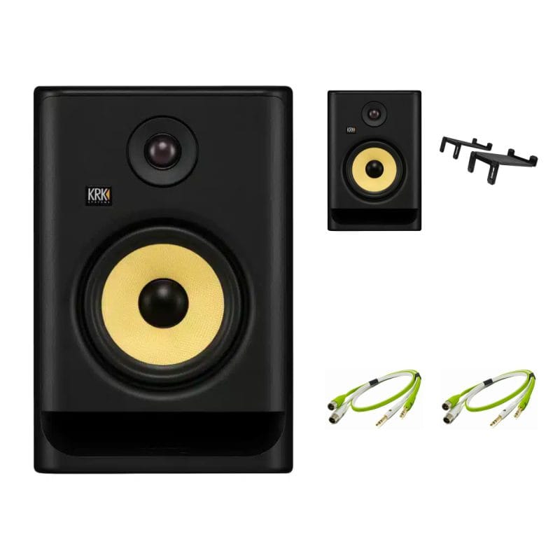 Pack Monitores KRK RP7 — pareja + soportes mesa + cables Pack Monitores KRK RP7 — pareja + soportes mesa + cables